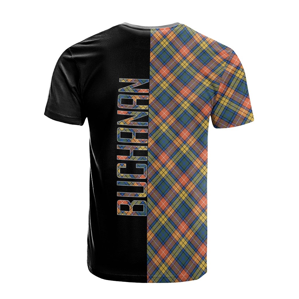 Buchanan Ancient Tartan T-Shirt Half of Me - Cross Style