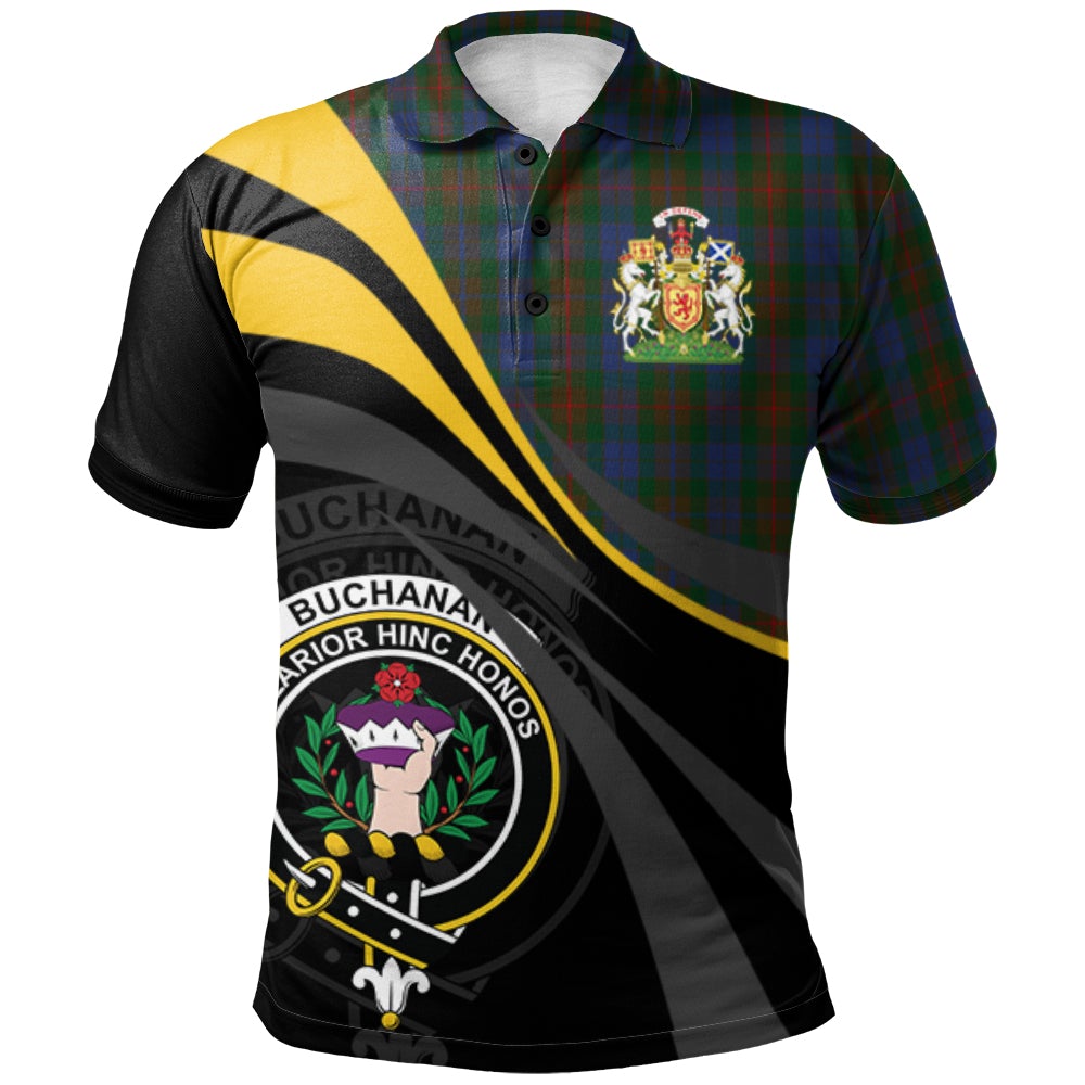 Buchanan Hunting Tartan Polo Shirt - Royal Coat Of Arms Style