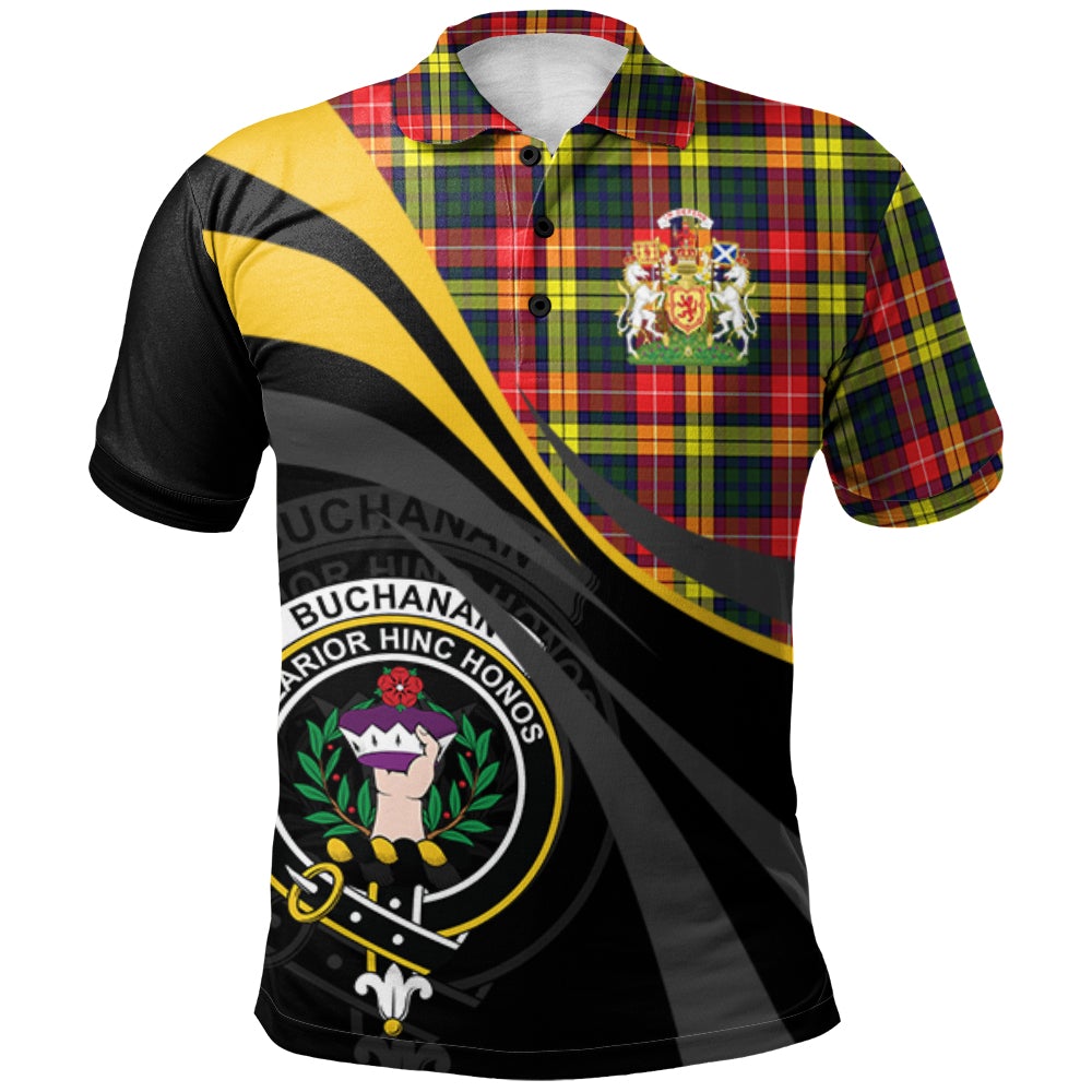 Buchanan Modern Tartan Polo Shirt - Royal Coat Of Arms Style