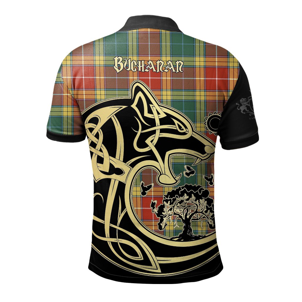 Buchanan Old Sett Tartan Polo Shirt Viking Wolf