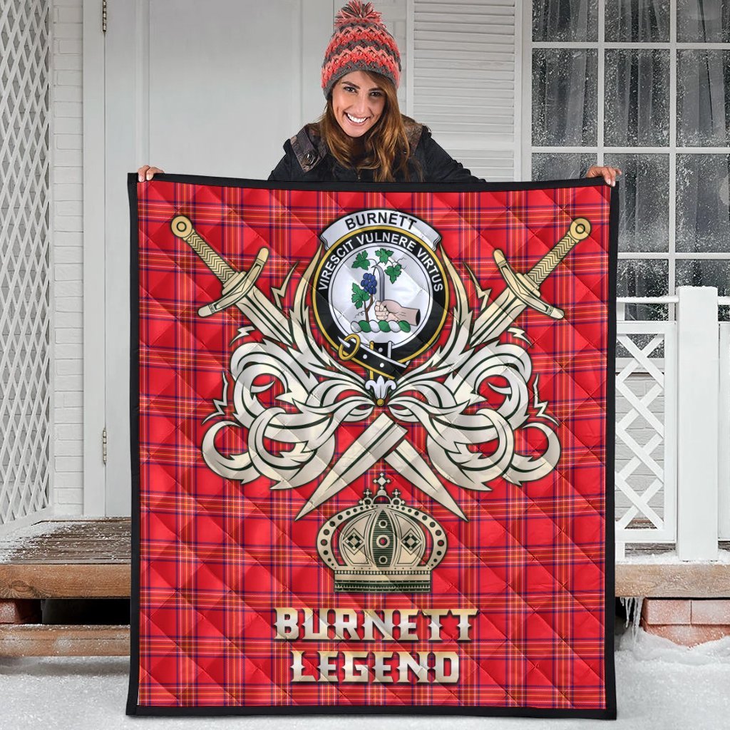 Burnett Modern Tartan Crest Legend Gold Royal Premium Quilt