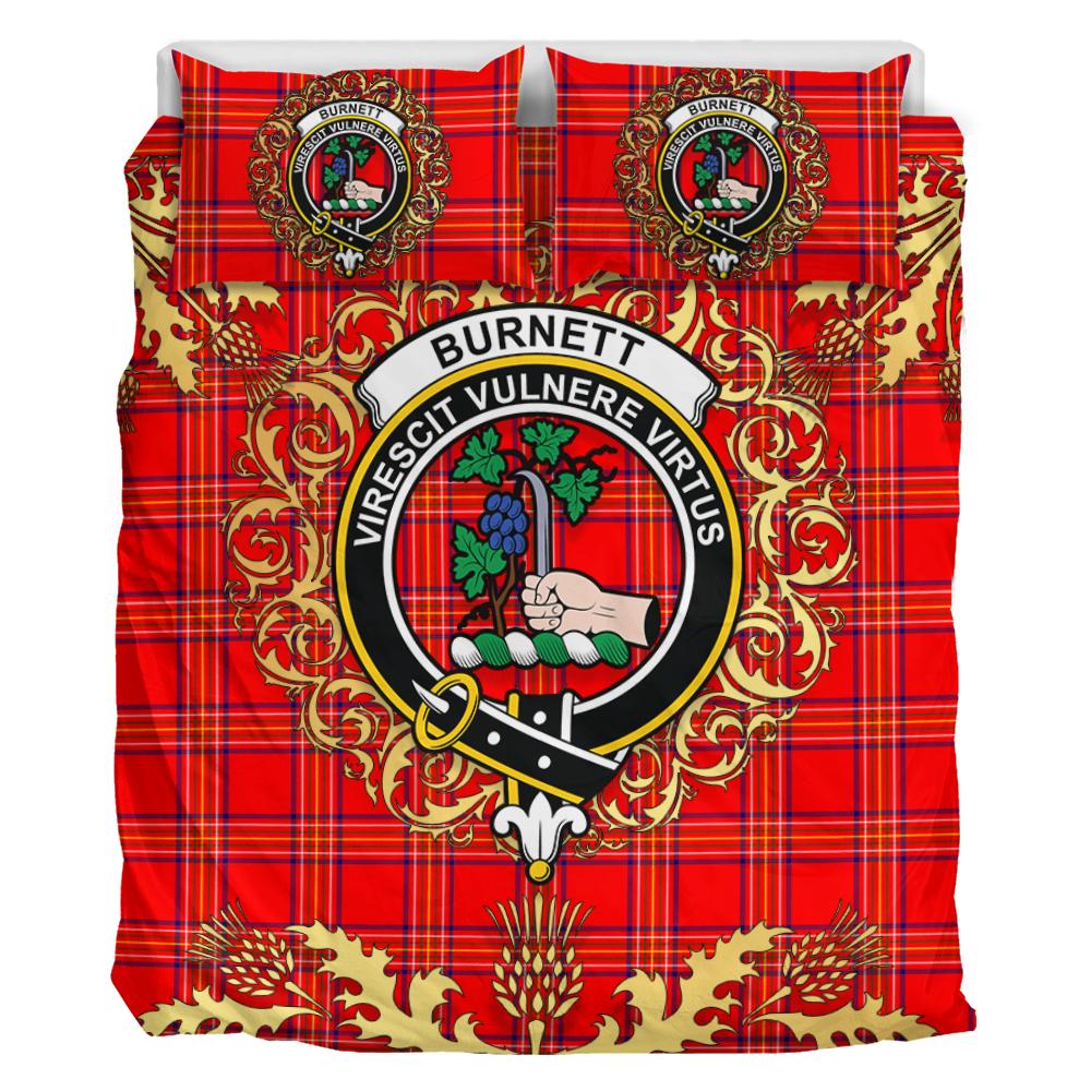 Burnett Modern Tartan Crest Bedding Set - Golden Thistle Style