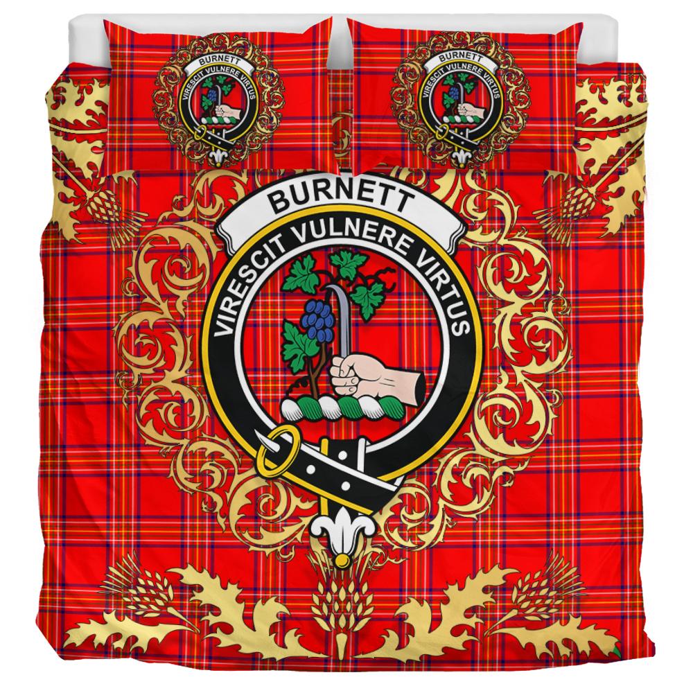 Burnett Modern Tartan Crest Bedding Set - Golden Thistle Style
