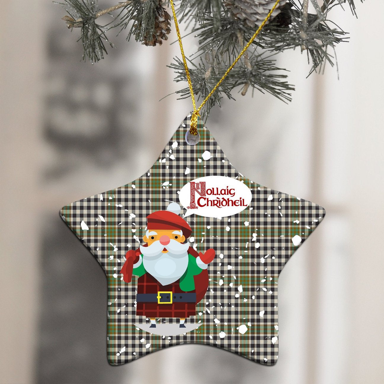 Burns Check Tartan Christmas Ceramic Ornament - Santa Style