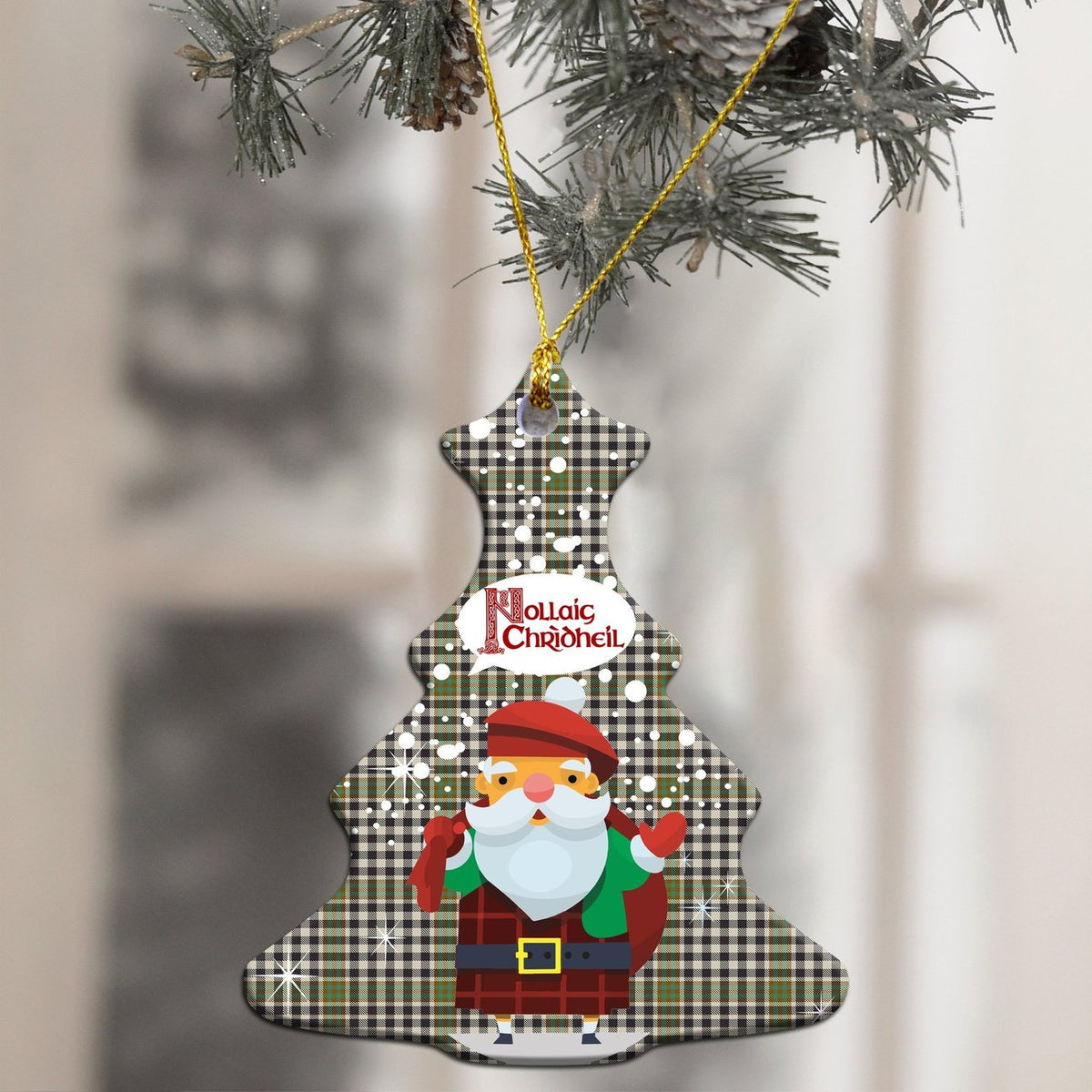Burns Check Tartan Christmas Ceramic Ornament - Santa Style