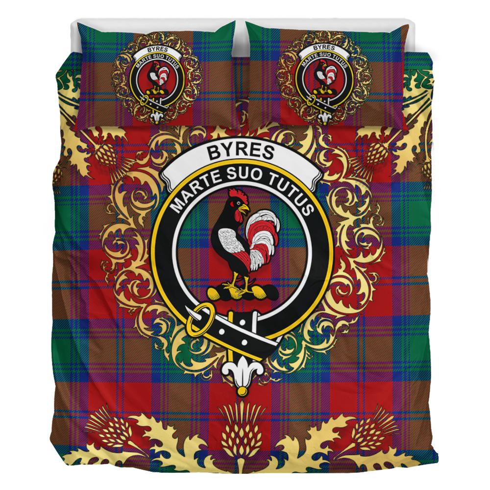 Byres (Byses) Tartan Crest Bedding Set - Golden Thistle Style