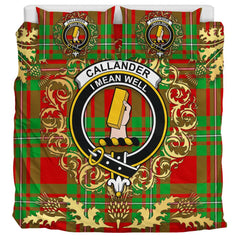 Callander Modern Tartan Crest Bedding Set - Golden Thistle Style
