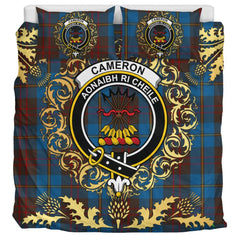 Cameron Hunting Tartan Crest Bedding Set - Golden Thistle Style