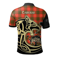 Cameron Modern Tartan Polo Shirt Viking Wolf