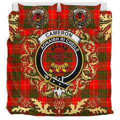 Cameron Modern Tartan Crest Bedding Set - Golden Thistle Style