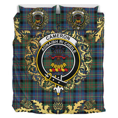 Cameron of Erracht Ancient Tartan Crest Bedding Set - Golden Thistle Style