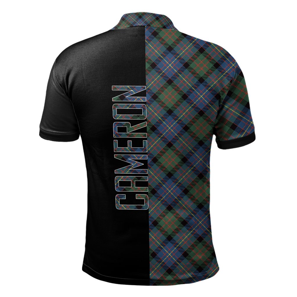 Cameron of Erracht Ancient Tartan Polo Shirt Half of Me - Cross Style
