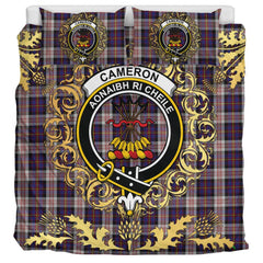 Cameron of Erracht Dress Tartan Crest Bedding Set - Golden Thistle Style