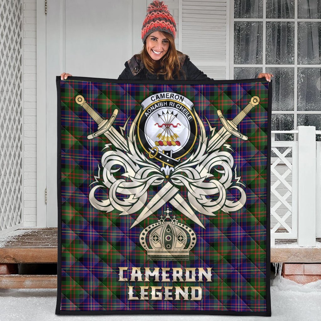 Cameron of Erracht Modern Tartan Crest Legend Gold Royal Premium Quilt