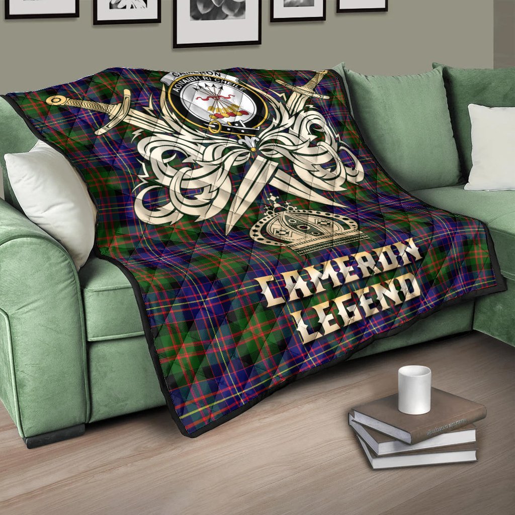 Cameron of Erracht Modern Tartan Crest Legend Gold Royal Premium Quilt