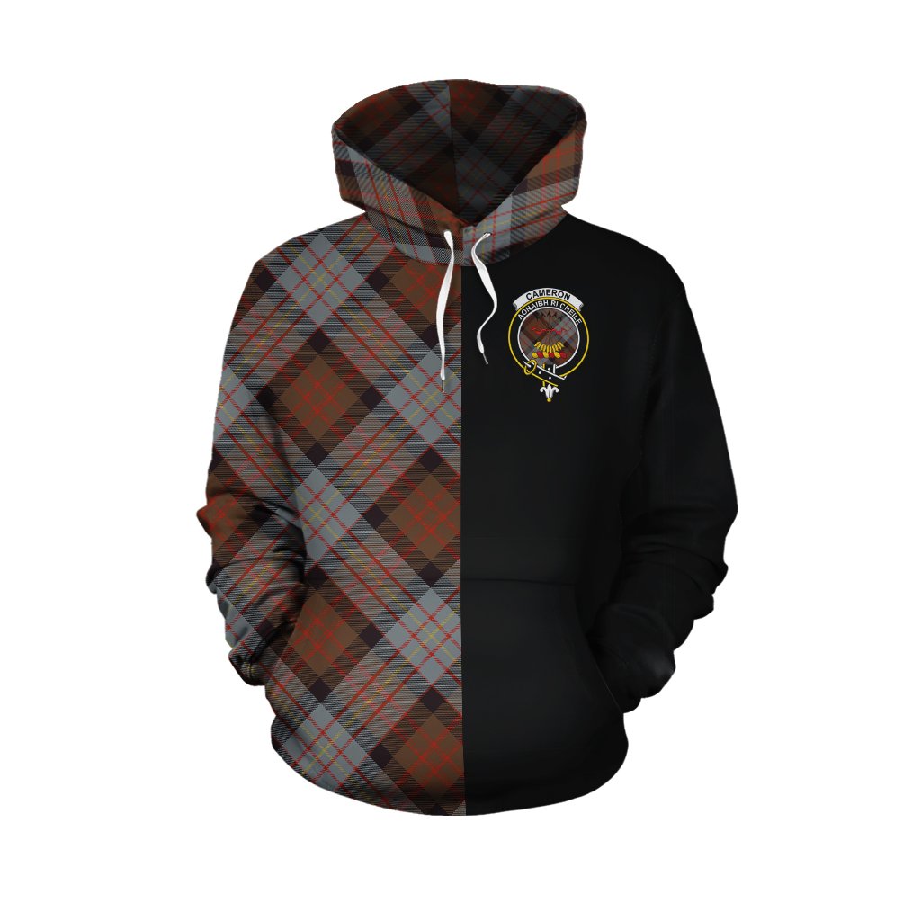 Cameron of Erracht Weathered Tartan Hoodie Half of Me - Cross Style