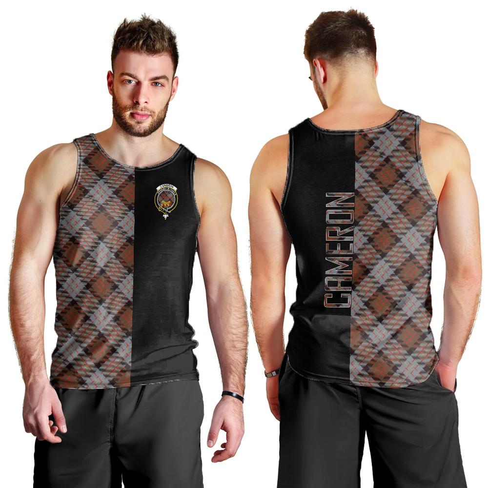 Cameron of Erracht Weathered Tartan Crest Men's Tank Top - Cross Style