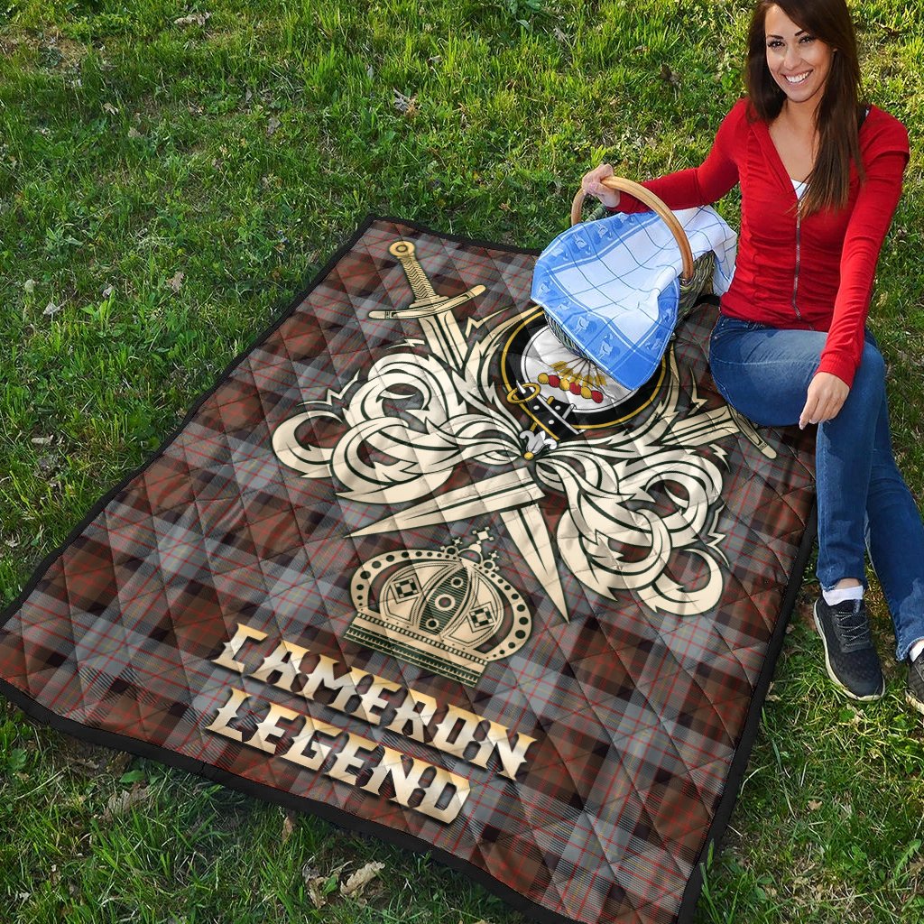 Cameron of Erracht Weathered Tartan Crest Legend Gold Royal Premium Quilt
