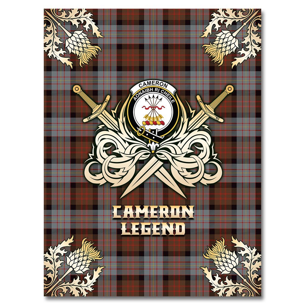 Cameron of Erracht Weathered Tartan Gold Courage Symbol Blanket