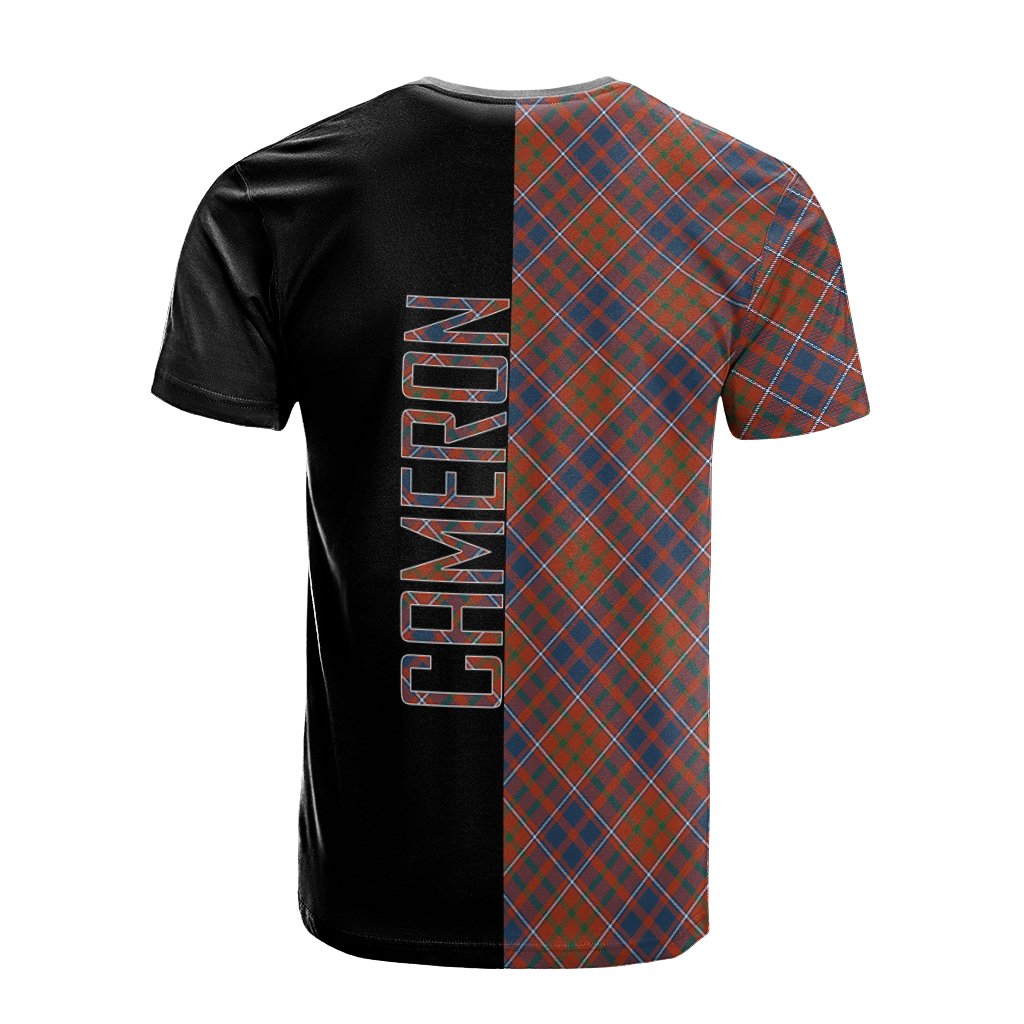 Cameron of Lochiel Ancient Tartan T-Shirt Half of Me - Cross Style