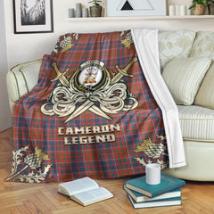 Cameron of Lochiel Ancient Tartan Gold Courage Symbol Blanket