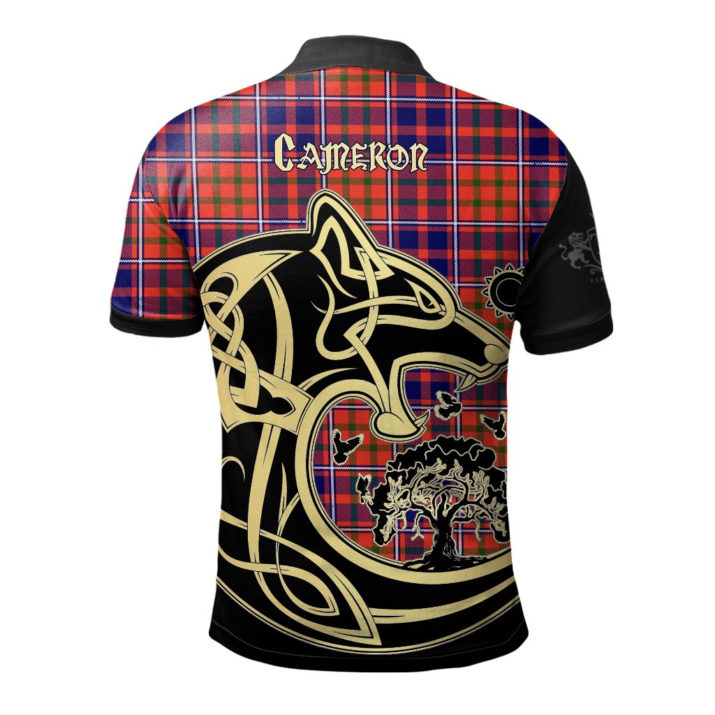 Cameron of Lochiel Modern Tartan Polo Shirt Viking Wolf