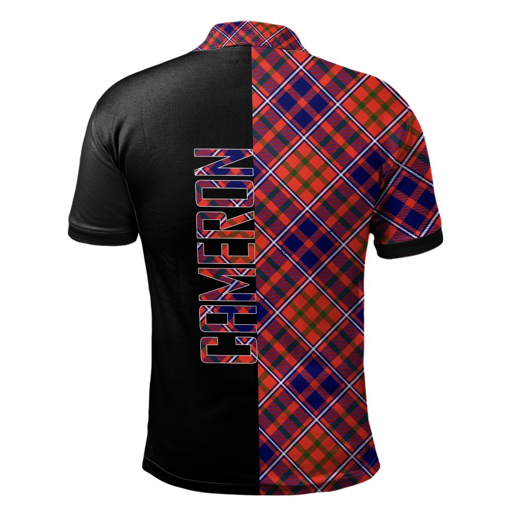 Cameron of Lochiel Modern Tartan Polo Shirt Half of Me - Cross Style