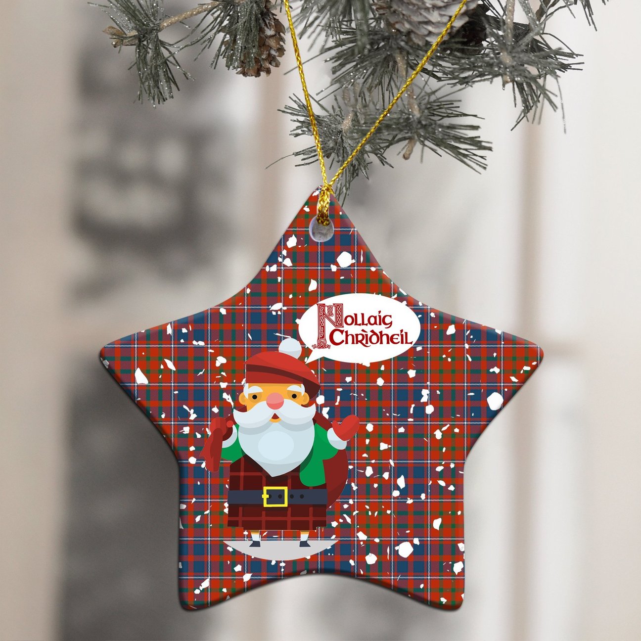 Cameron of Lochiel Ancient Tartan Christmas Ceramic Ornament - Santa Style