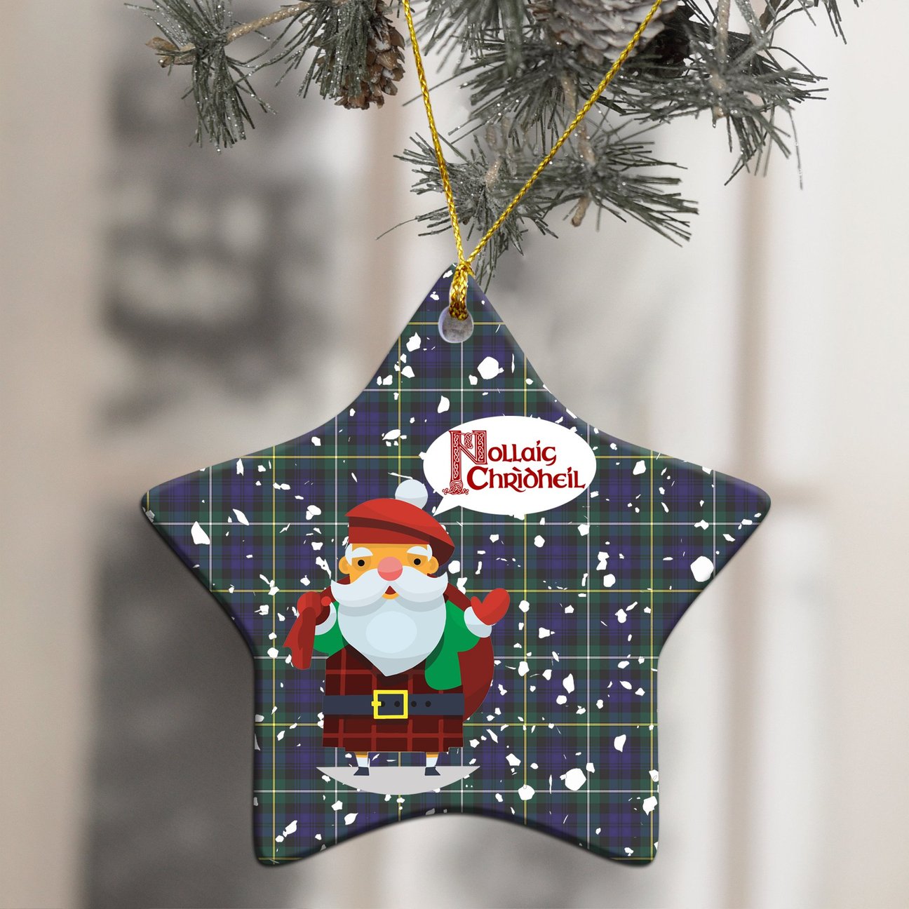 Campbell Argyll Modern Tartan Christmas Ceramic Ornament - Santa Style