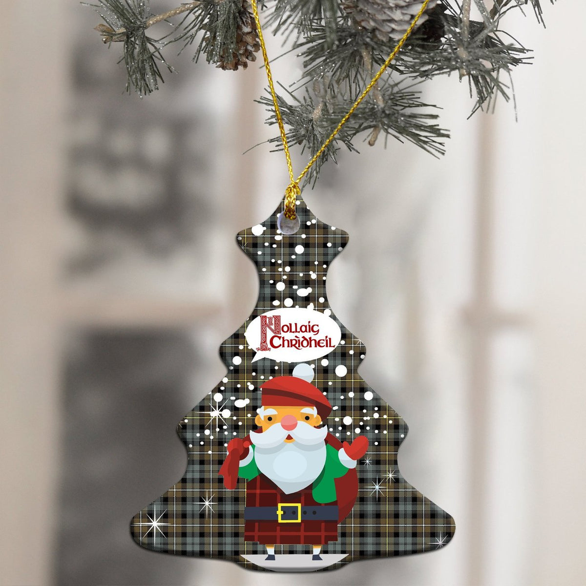 Campbell Argyll Weathered Tartan Christmas Ceramic Ornament - Santa Style
