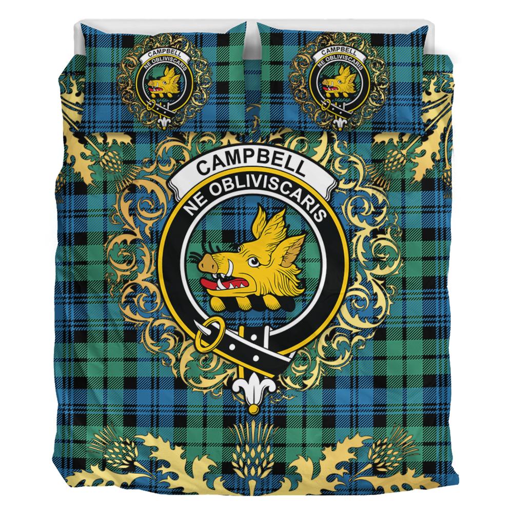 Campbell Ancient 01 Tartan Crest Bedding Set - Golden Thistle Style