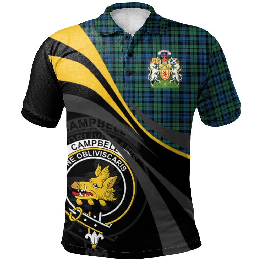Campbell Ancient 02 Tartan Polo Shirt - Royal Coat Of Arms Style