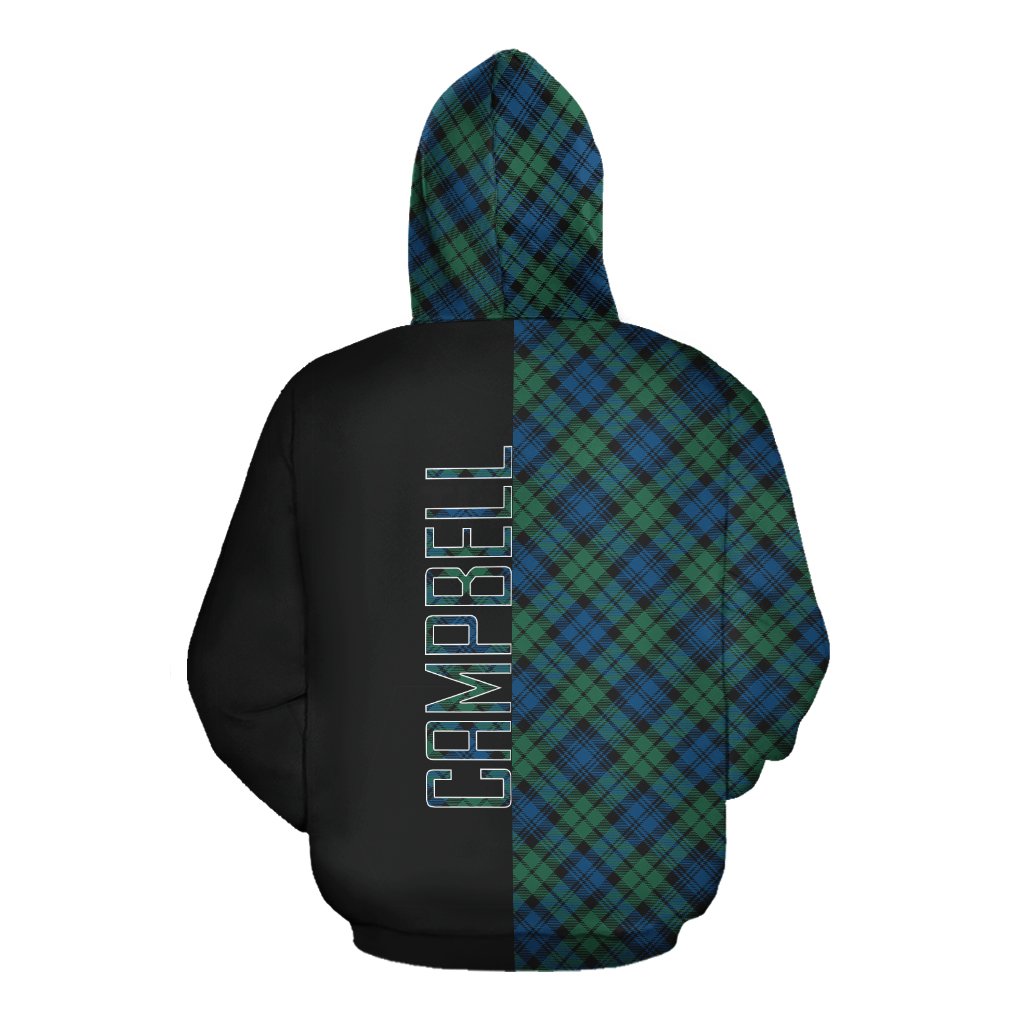 Campbell Ancient 02 Tartan Hoodie Half of Me - Cross Style
