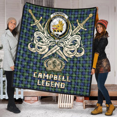 Campbell Argyll Ancient Tartan Crest Legend Gold Royal Premium Quilt