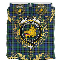 Campbell Argyll Ancient Tartan Crest Bedding Set - Golden Thistle Style