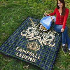 Campbell Argyll Ancient Tartan Crest Legend Gold Royal Premium Quilt