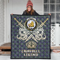 Campbell Argyll Modern Tartan Crest Legend Gold Royal Premium Quilt