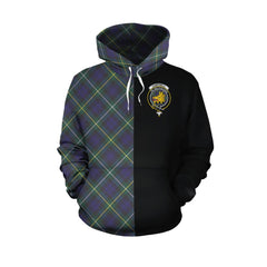 Campbell Argyll Modern Tartan Hoodie Half of Me - Cross Style