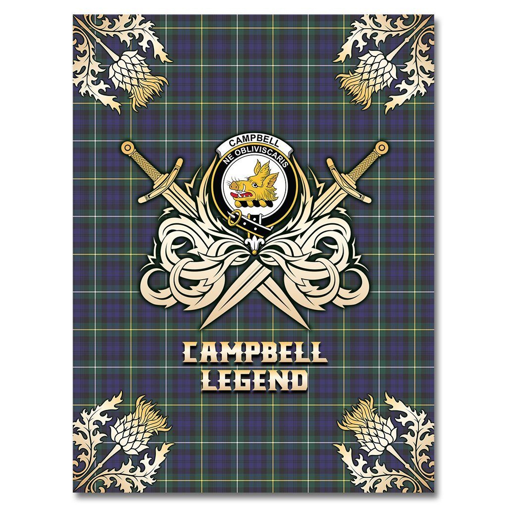Campbell Argyll Modern Tartan Gold Courage Symbol Blanket