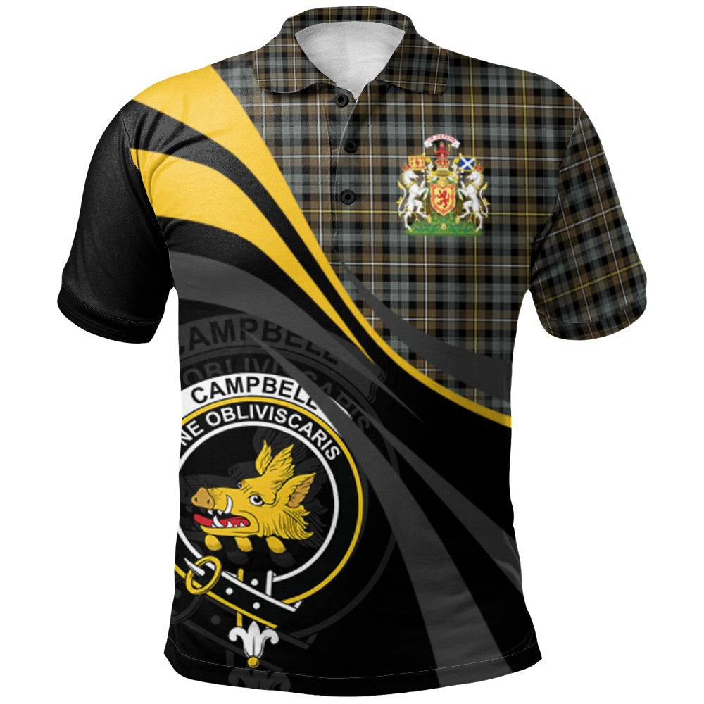 Campbell Argyll Weathered Tartan Polo Shirt - Royal Coat Of Arms Style