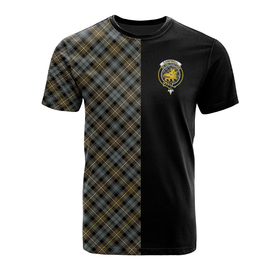 Campbell Argyll Weathered Tartan T-Shirt Half of Me - Cross Style