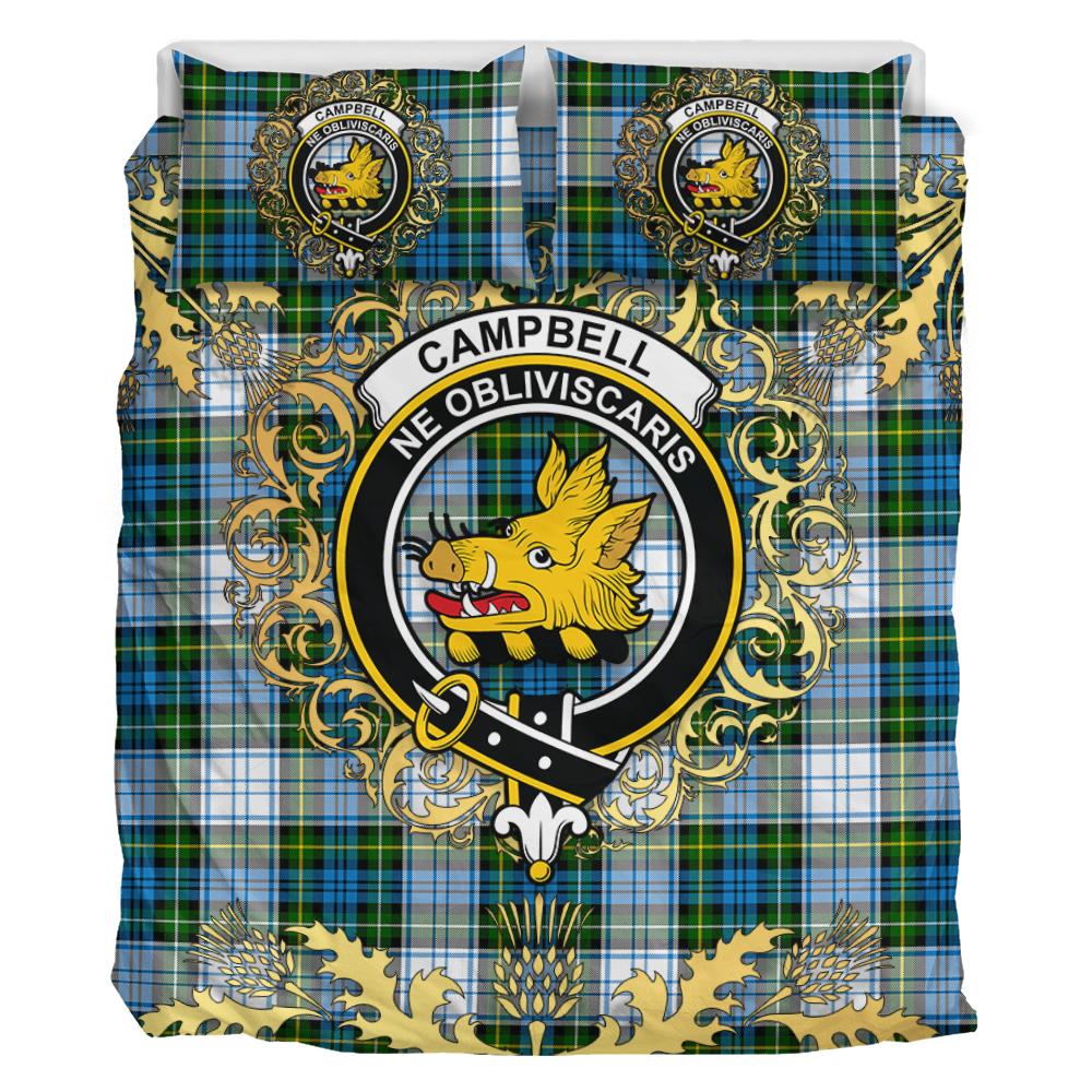Campbell Dress 01 Tartan Crest Bedding Set - Golden Thistle Style