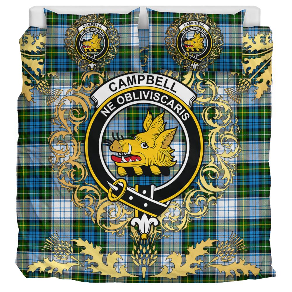 Campbell Dress 01 Tartan Crest Bedding Set - Golden Thistle Style