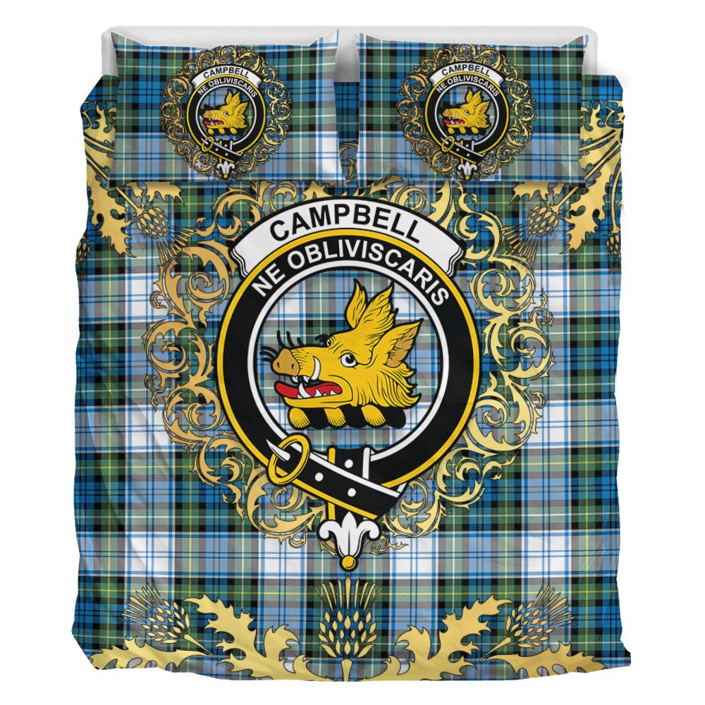 Campbell Dress Ancient Tartan Crest Bedding Set - Golden Thistle Style
