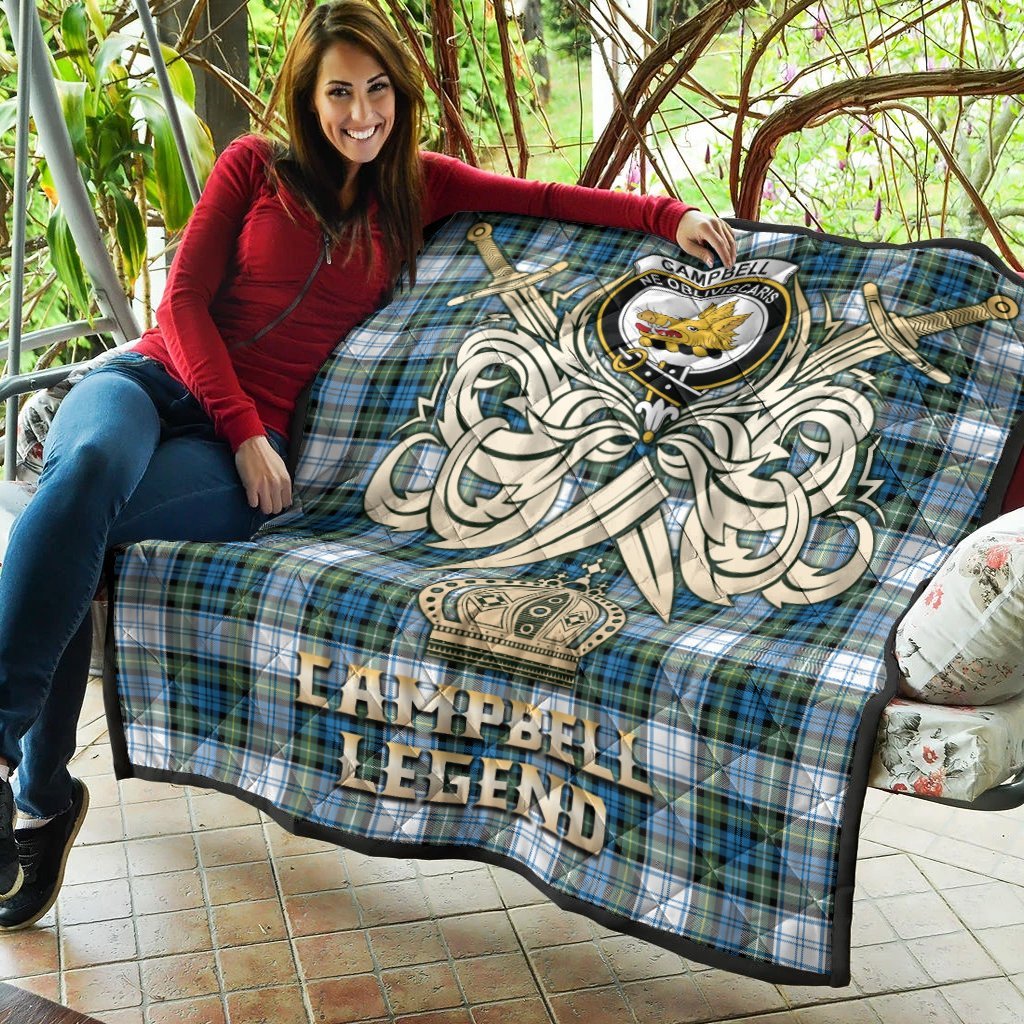 Campbell Dress Ancient Tartan Crest Legend Gold Royal Premium Quilt