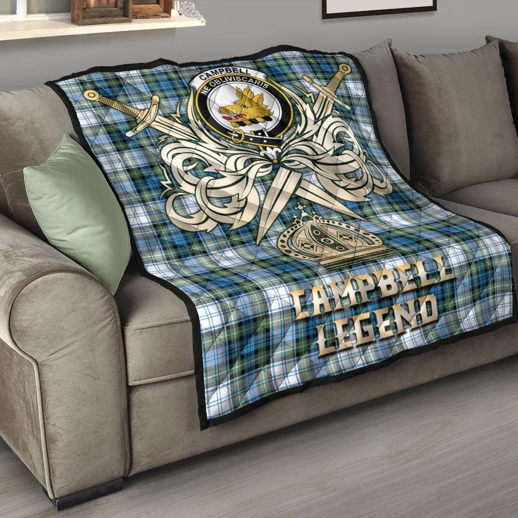 Campbell Dress Ancient Tartan Crest Legend Gold Royal Premium Quilt
