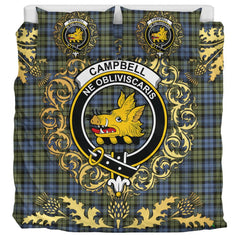 Campbell Faded Tartan Crest Bedding Set - Golden Thistle Style