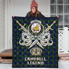 Campbell Modern Tartan Crest Legend Gold Royal Premium Quilt