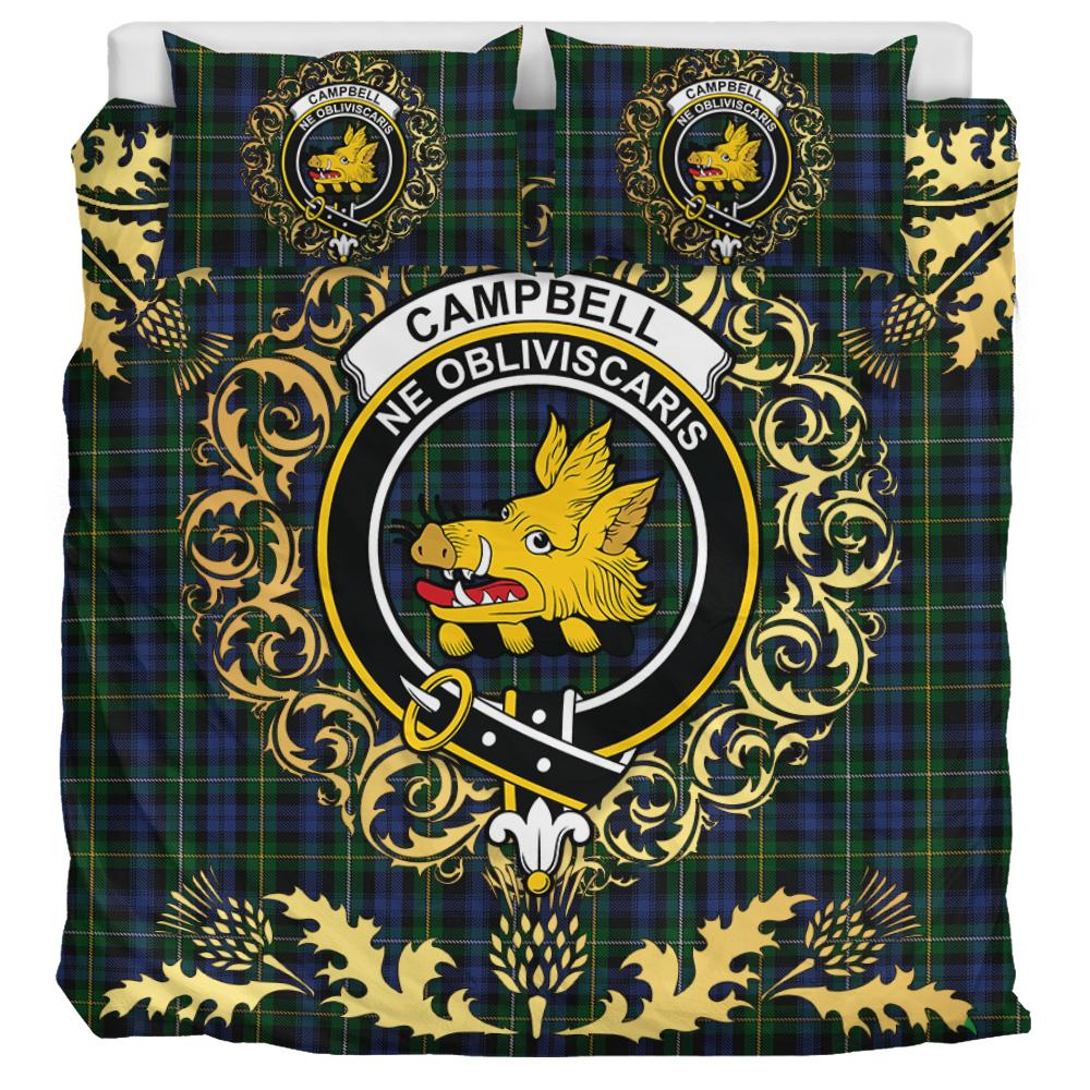 Campbell of Argyll 01 Tartan Crest Bedding Set - Golden Thistle Style