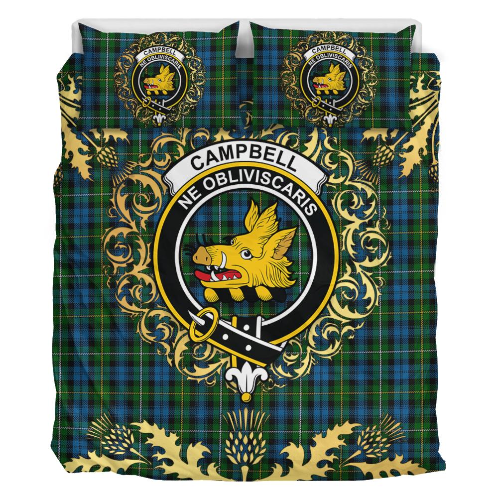Campbell of Argyll 02 Tartan Crest Bedding Set - Golden Thistle Style
